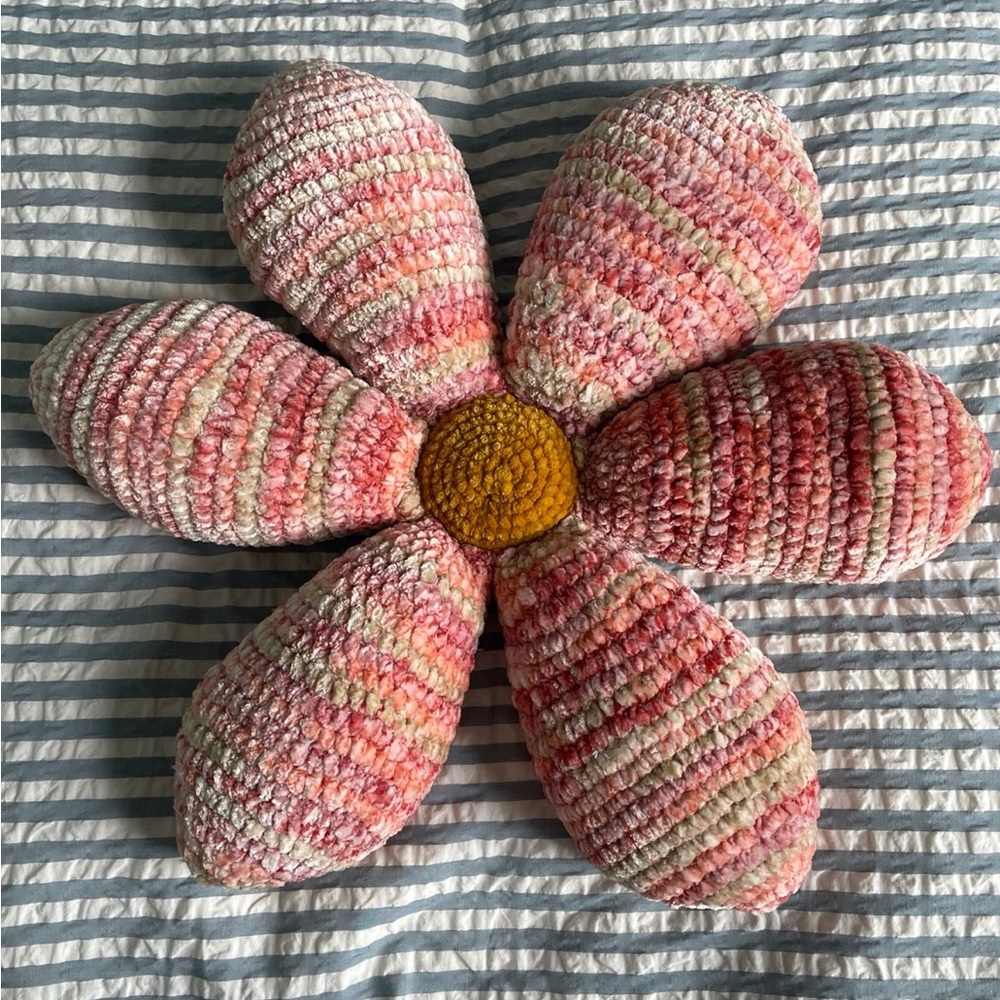Handmade Crochet Daisy Pillow